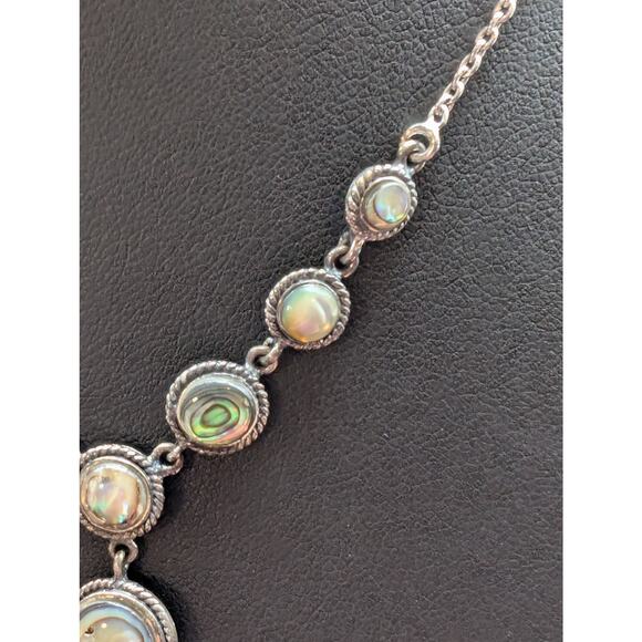 Vintage 925 Sterling Silver Abalone 'Y' Drop Chain Necklace - Picture 8 of 10